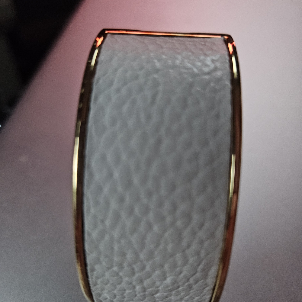 Gold and White Textured Bangle Bracelet